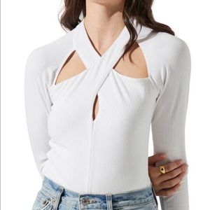 ASTR The Label white cut out long sleeve body suit